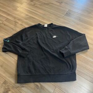 Nike Sportswear Club Fleece Crewneck‎ Sweatshirt Black Logo Graphic Size L